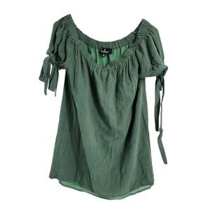 Lulu's Green Tie Sleeve Top Womens Size Medium M